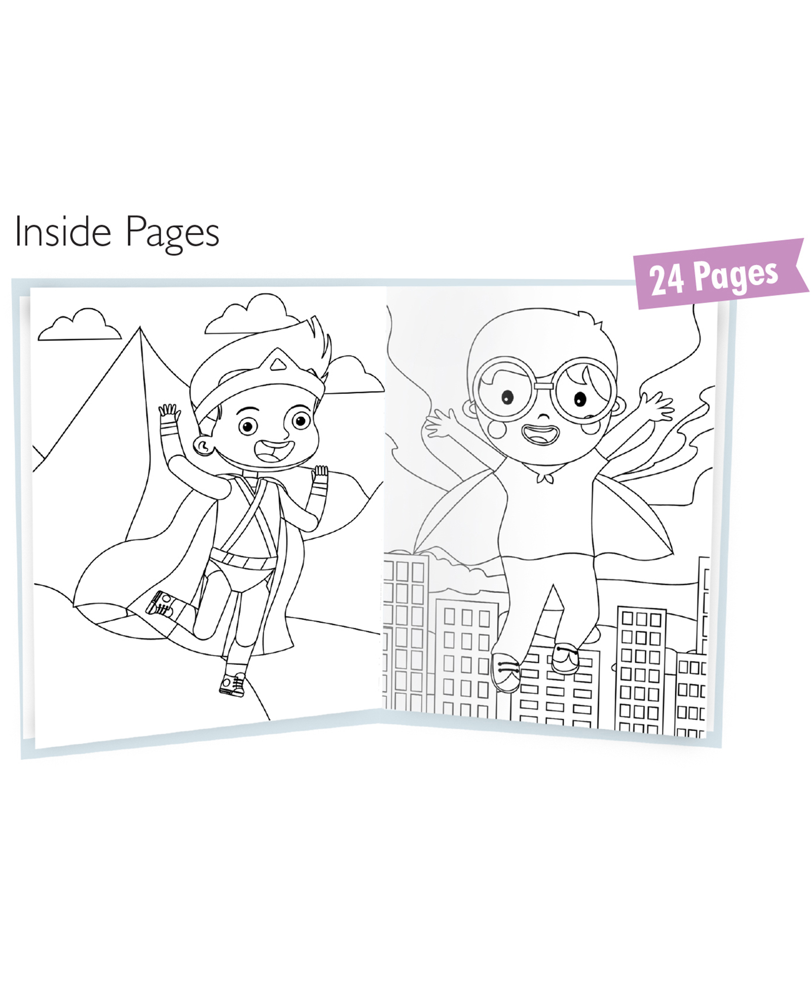 Hello Friend Books Colouring with Crayons: Superhero – Colouring Book with 12 Attractive Crayon Colours