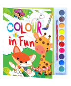 Hello Friend Books Colour in Fun Water Colouring Pad: Exciting Water Colouring with Colouring Book, Water Colours and Paint Brush (Green)