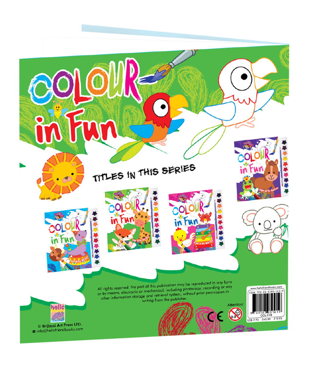 Hello Friend Books Colour in Fun Water Colouring Pad: Exciting Water Colouring with Colouring Book, Water Colours and Paint Brush (Green)