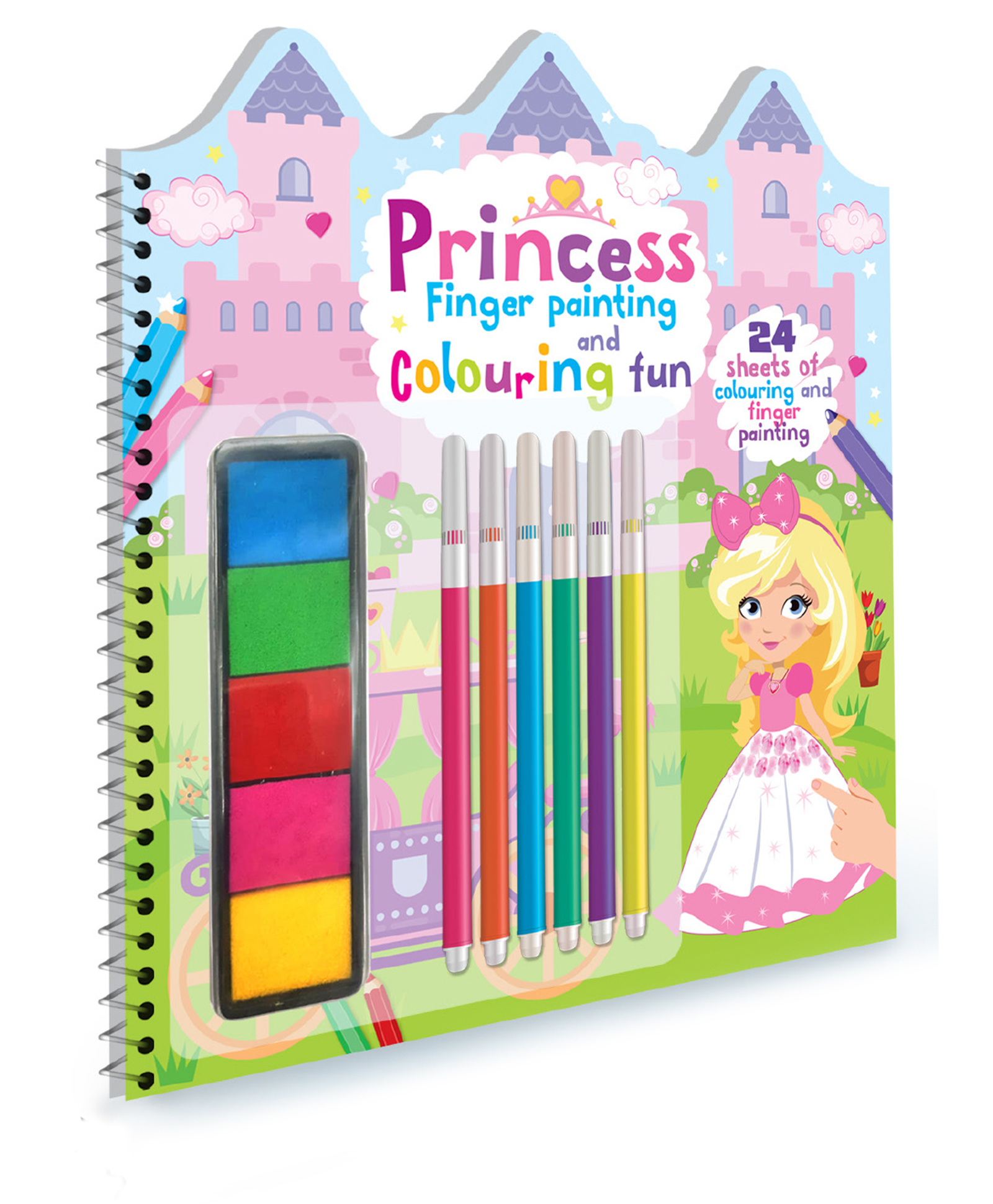 Hello Friend Books Fingerprint Painting Activity Book: Princess – Fun Colouring and Painting Art Kit with Thumbrint Pad