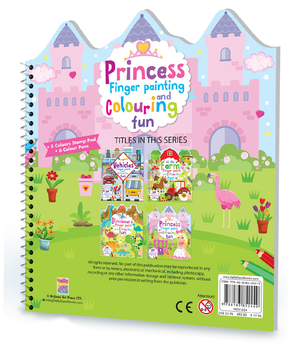 Hello Friend Books Fingerprint Painting Activity Book: Princess – Fun Colouring and Painting Art Kit with Thumbrint Pad