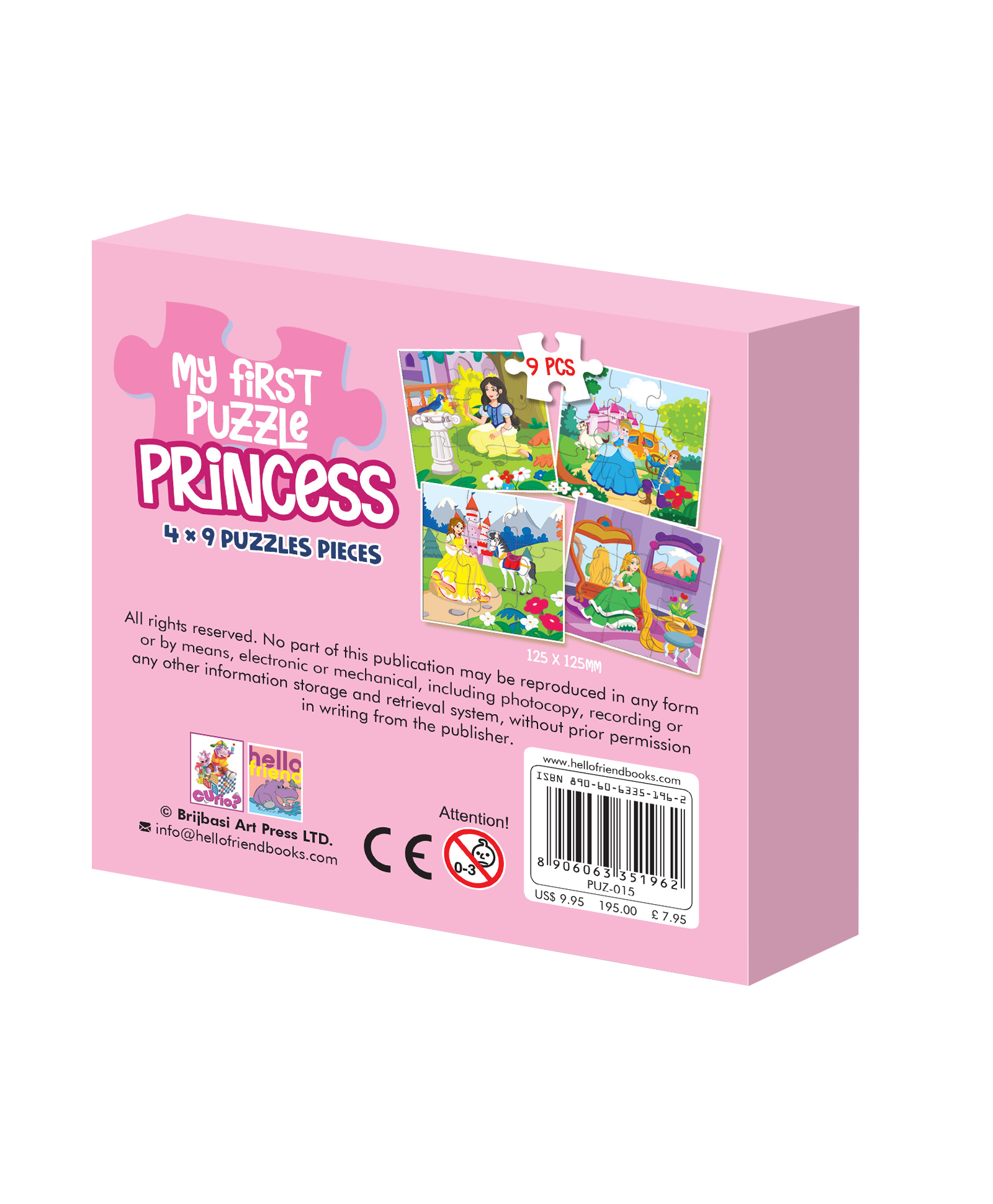 Hello Friend Books My First Jigsaw Puzzle: Princess – Fun and Creative Illustrated 4 x 9 Puzzle Pieces for Kids