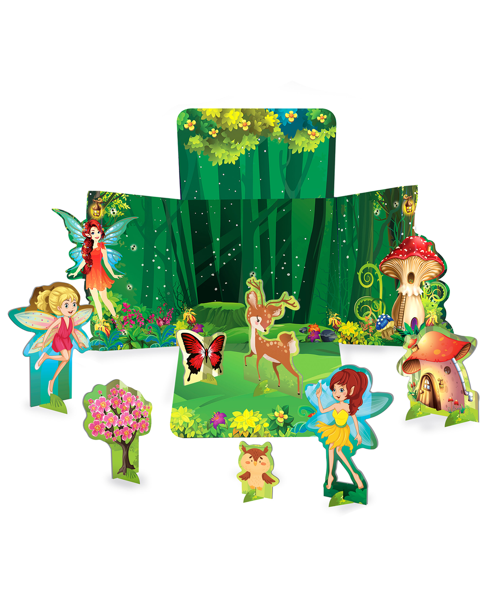 Hello Friend Books 3D Model Activity Set: Enchancted Forest- Create Your Own Fairy Forest Model with Stickers and Colouring Sheets