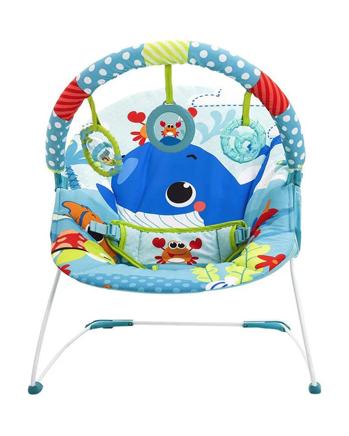 Mastela Music Vibrations Bouncer-With Removable Plaything Bar-3 Point Harness-For Infants-Turquoise