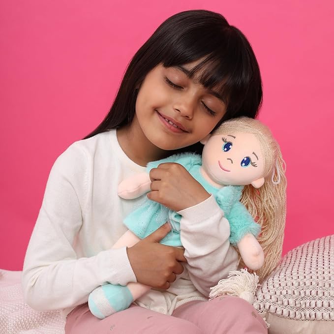 Mirada Huggable Bella Gudiya/Doll Soft Toy for Girls/Kids -42 cm |Cute Cuddle Companion | Washable and Super Soft Fabric Body |Stuffed Plush | Ideal Gift for Rakhi/Raksha Bandhan- Green Jacket
