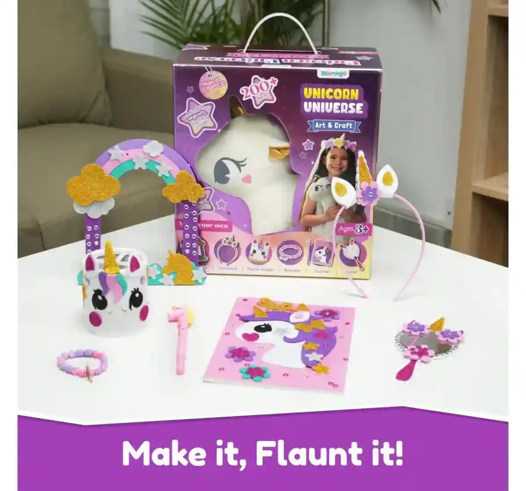 Bloomingo Unicorn Universe - A 6-In-1 DIY Art & Craft Kit, Ages 4+ - Bloomingo