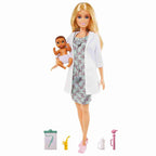 Barbie Baby Doctor Playset with Blonde Doll, Infant Doll, Stethoscope, Thermometer, Oscilloscope, Chart, Blanket & Baby Bottle, Kids for 3Y+, Multicolour - Barbie