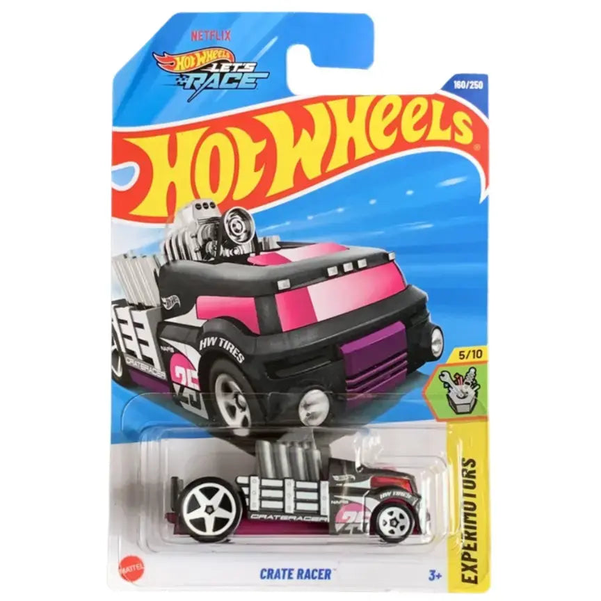 Hot Wheels Crate Racer, Experimotors Series, Pink and Black