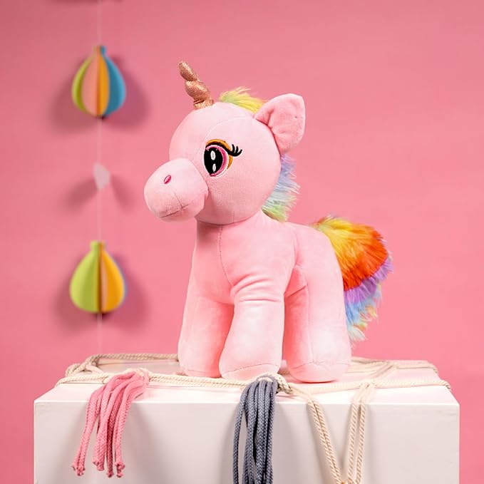 Mirada Enchanting Light Pink Unicorn Soft Toy – 29cm | Plush Stuffed Animal for Girls & Kids | Floppy, Glittery & Super Soft with Sparkling Horn for Birthdays & Special Occasions