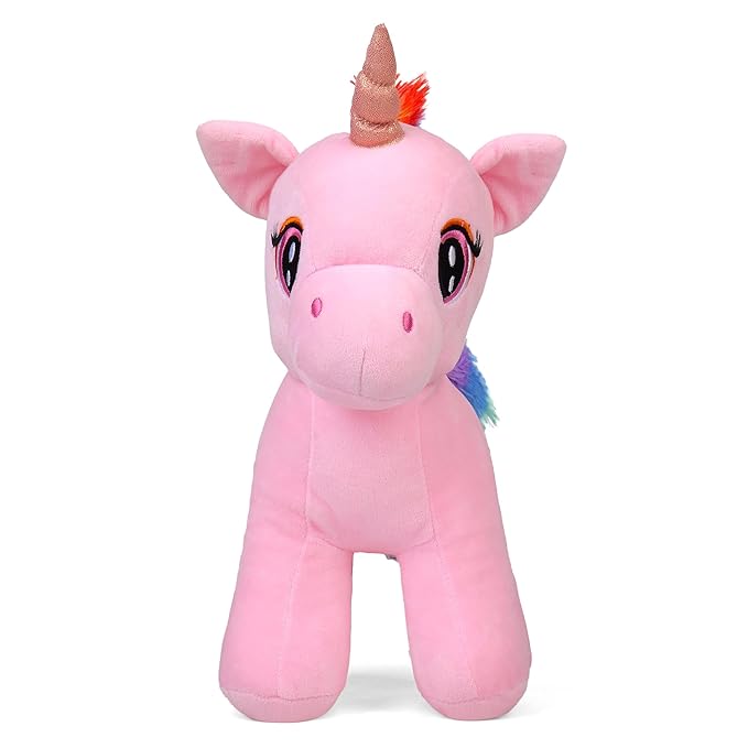 Mirada Enchanting Light Pink Unicorn Soft Toy – 29cm | Plush Stuffed Animal for Girls & Kids | Floppy, Glittery & Super Soft with Sparkling Horn for Birthdays & Special Occasions