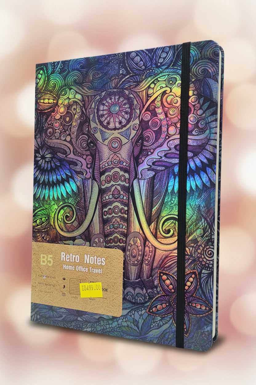 Diary Ruled B5, Hard Bound Notebook Psychedelic Holographic print (front and back