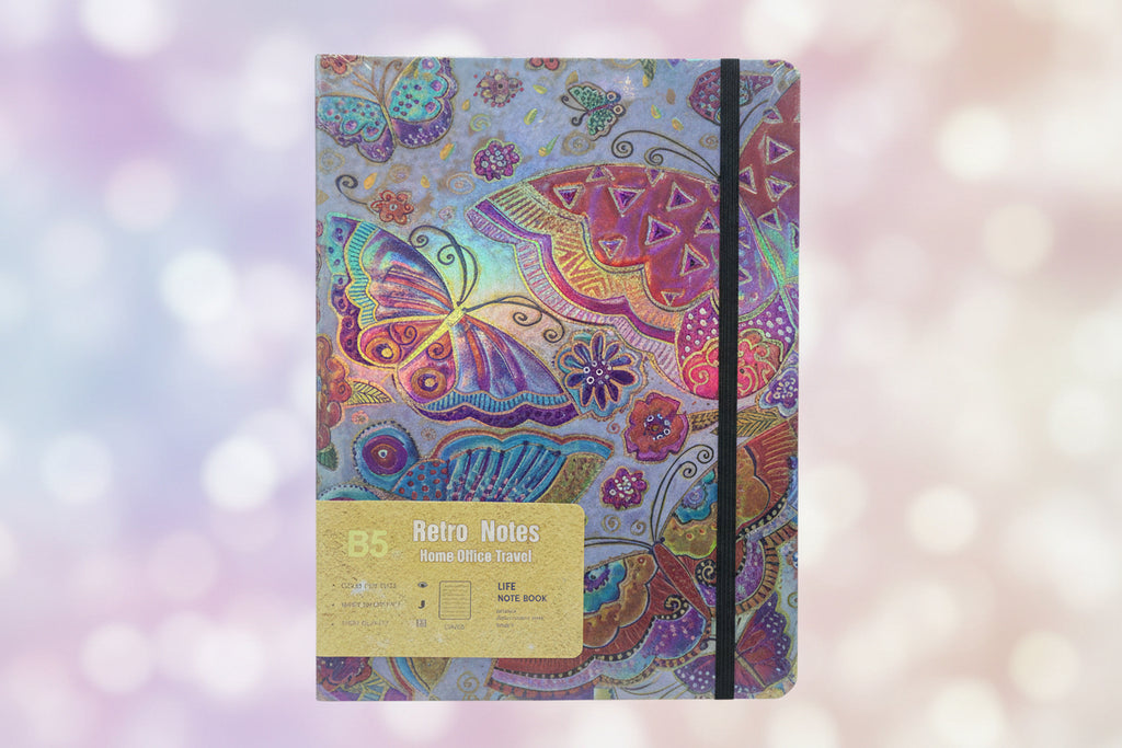 Diary Ruled B5, Hard Bound Notebook Psychedelic Holographic print (front and back