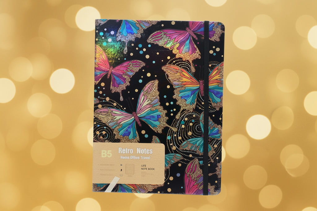 Diary Ruled B5, Hard Bound Notebook Psychedelic Holographic print (front and back