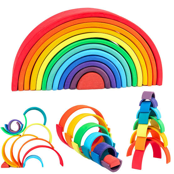 12 piece Wooden Rainbow Stacking Toy