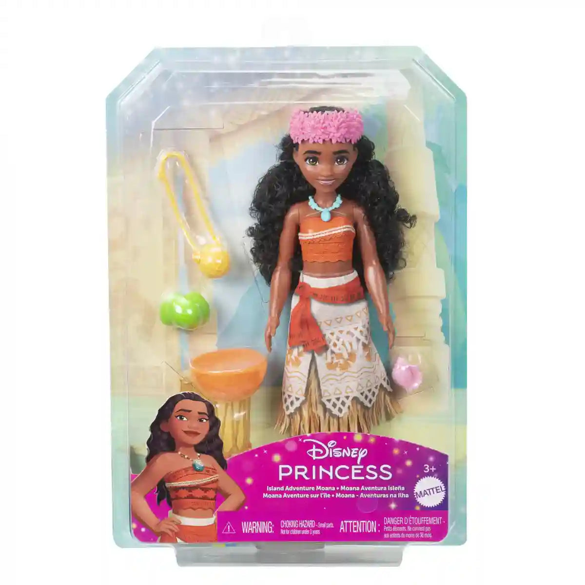 Disney Princess Island Adventure Moana Doll, 3Y+, Multicolour - Disney Princess