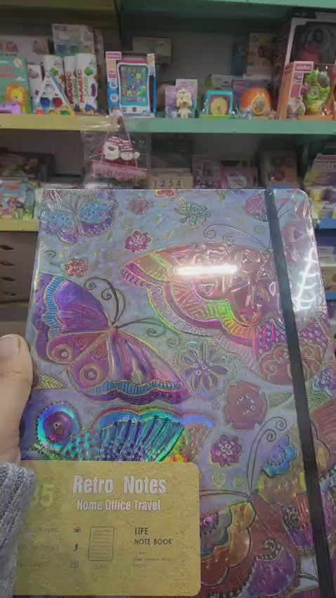 Diary Ruled B5, Hard Bound Notebook Psychedelic Holographic print (front and back