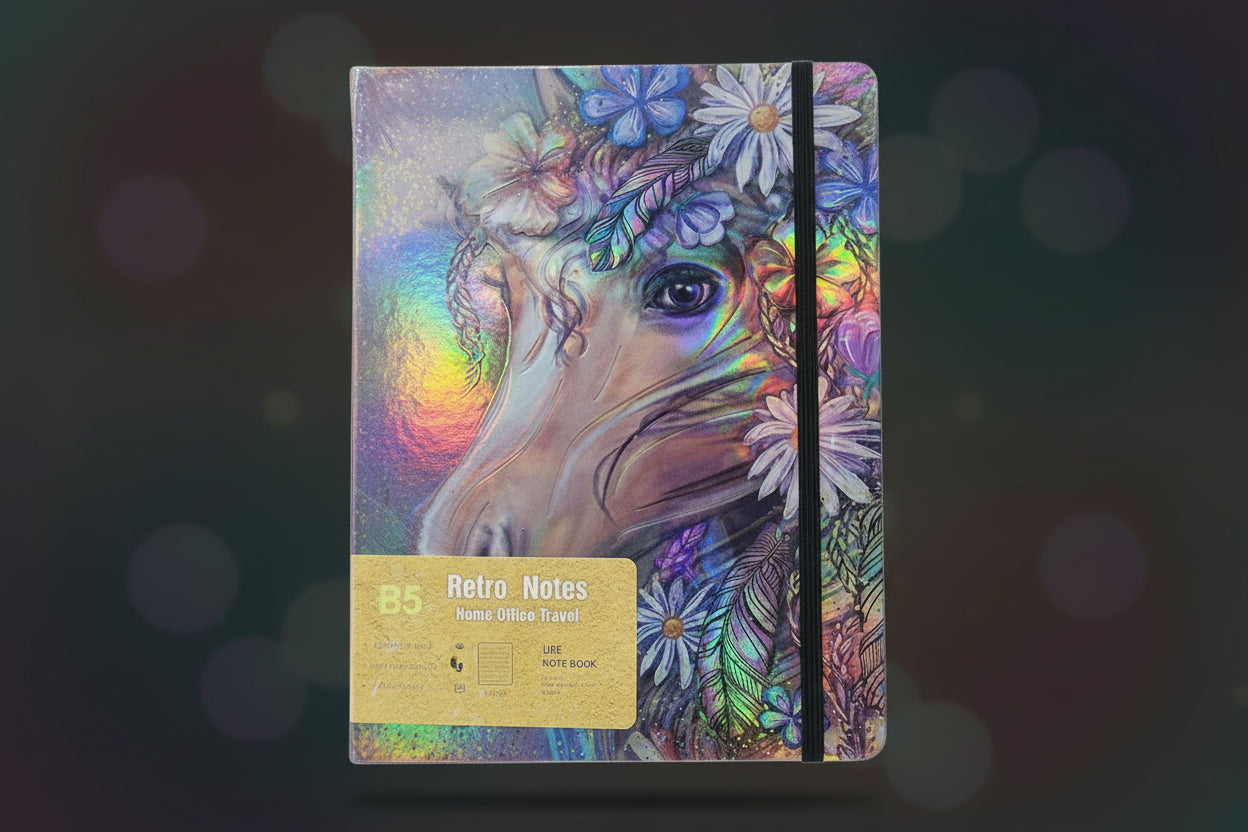 Diary Ruled B5, Hard Bound Notebook Psychedelic Holographic print (front and back
