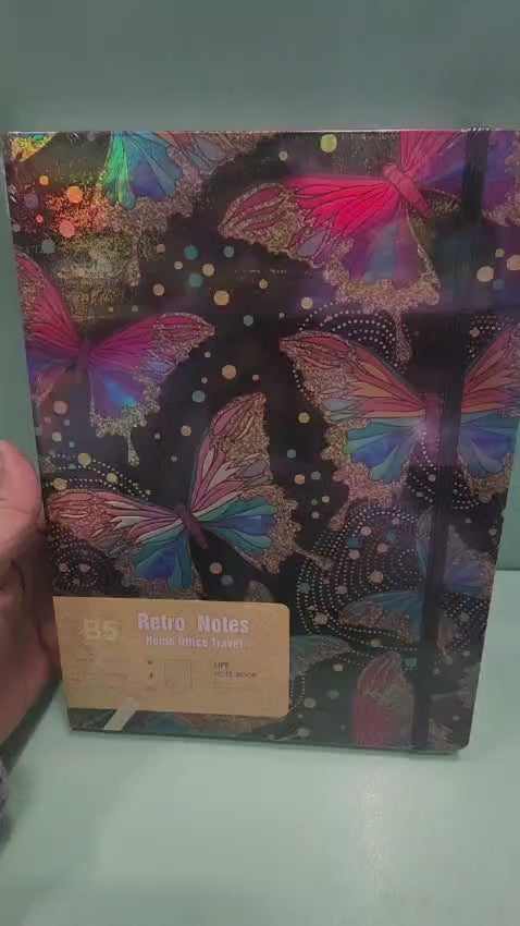 Diary Ruled B5, Hard Bound Notebook Psychedelic Holographic print (front and back