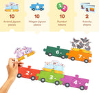 Bloomingo 123 Ride with Animals - Number Puzzle and Math Worksheets, 2Y+